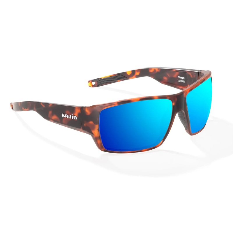 Bajio Vega Large Men’s Sunglasses – Brown Tortoise Matte/Blue Mirror Polarized