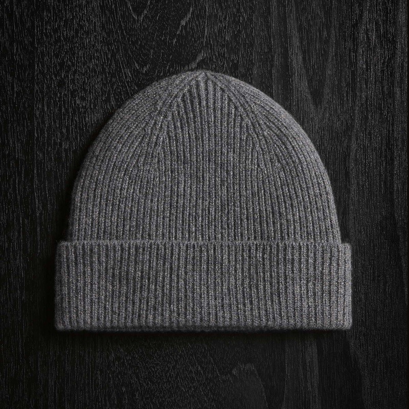 Solid Cashmere Beanie – Grey Felt
