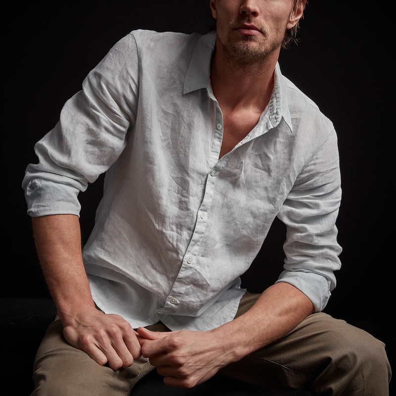 Classic Linen Shirt – Blue Ice Pigment