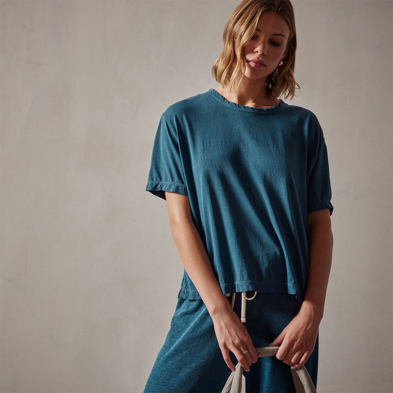 Oversized Boxy Tee – Teal Pigment