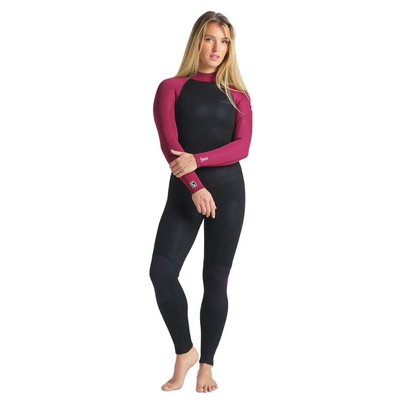 C-Skins Women’s Surflite 4/3mm Back Zip Wetsuit – Raven/Wine/White