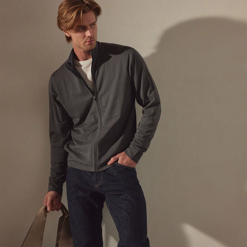Linen Blend Zip Up – Pipe/Magma