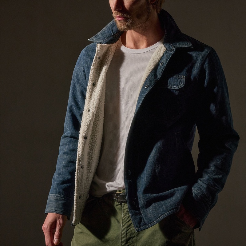 Denim Sherpa Shirt Jacket – Medium Wash