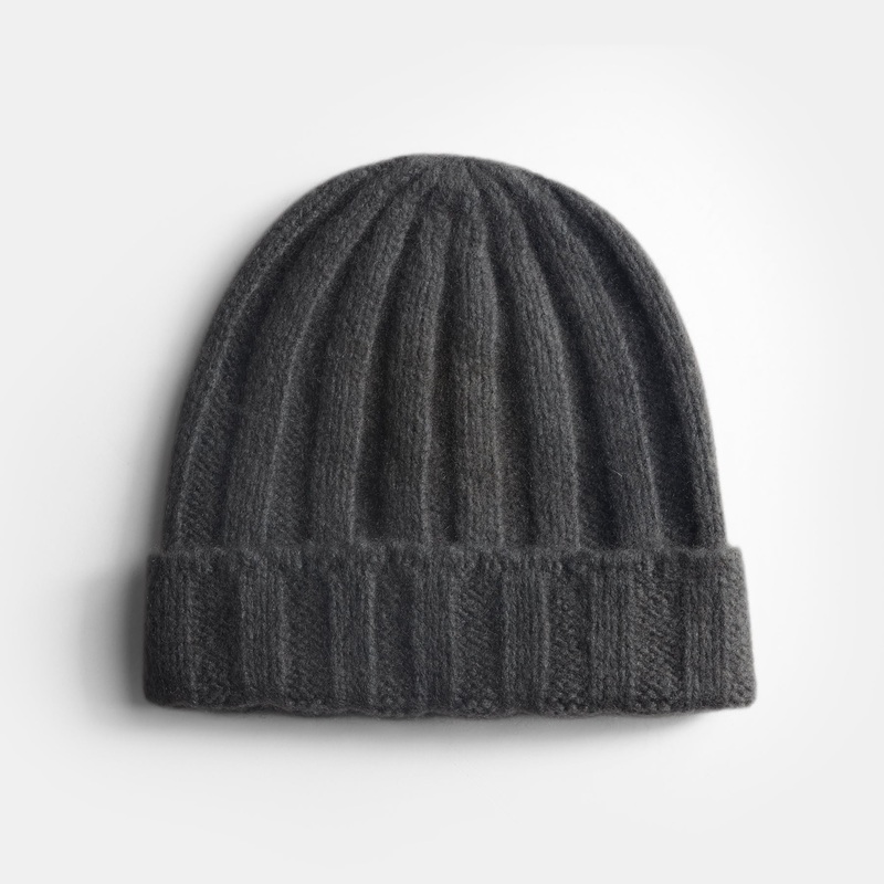Ribbed Cashmere Beanie – Muddy Green