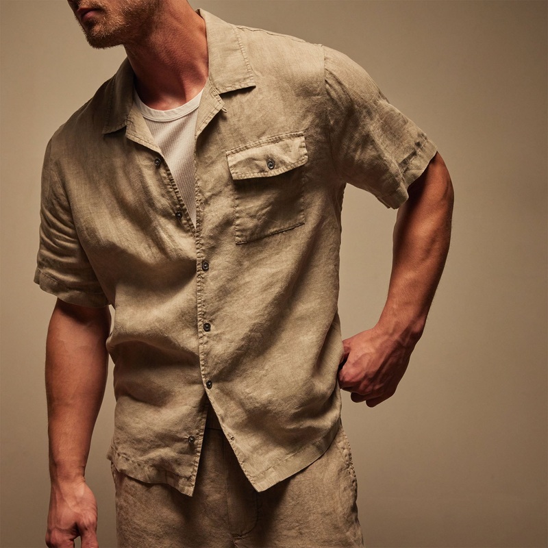 Linen Short Sleeve Pocket Shirt – Mineral Pigment