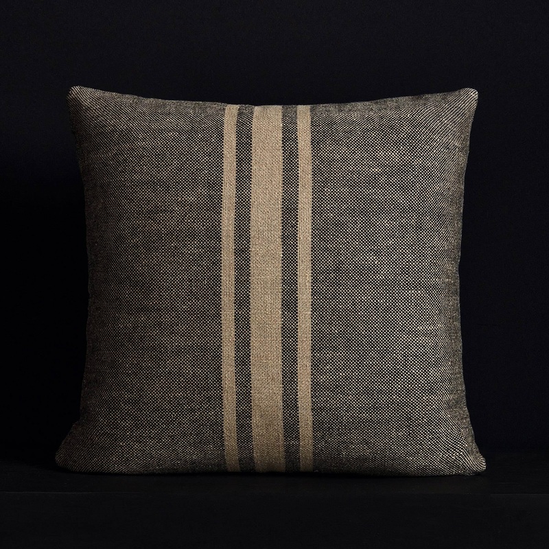 Heavy Triple Stripe Pillow – Black/Beige