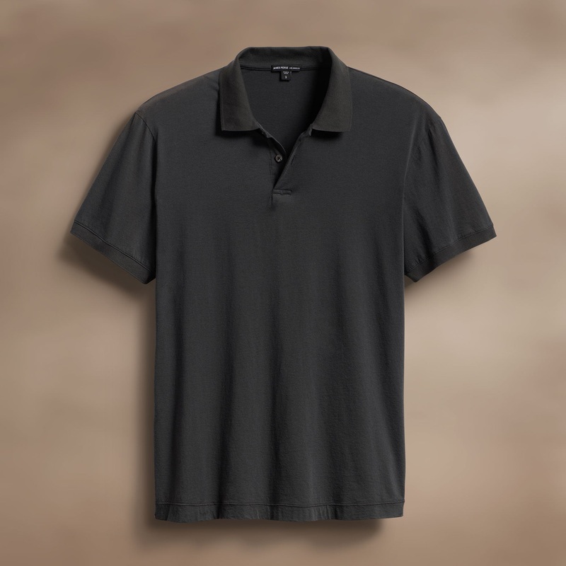 Luxe Lotus Jersey Polo – Carbon