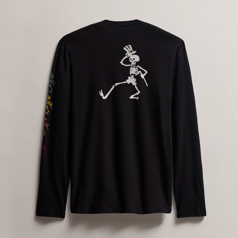 Men’s Grateful Dead Dancing Skeleton Long Sleeve Tee – Black