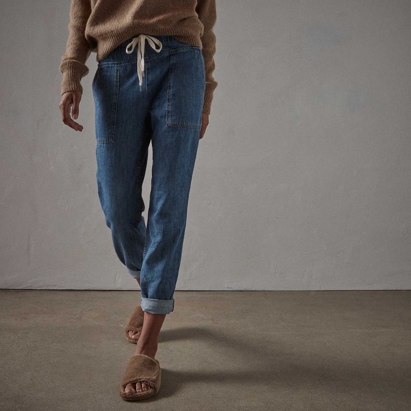 Lightweight Denim Contrast Pant – Blue Denim