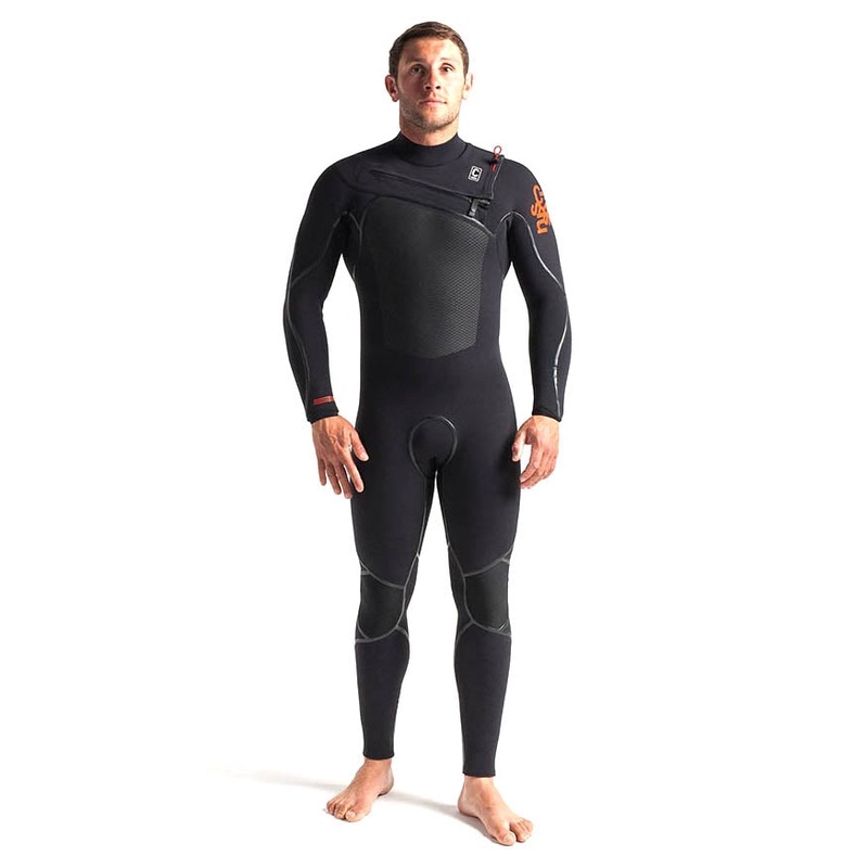C-Skins Wired 5/4mm Chest Zip Wetsuit – Black Diamond/Warm Red