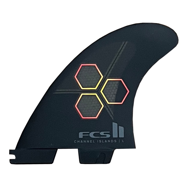 FCS II Channel Islands Performance Core 5-Fin Surfboard Fins – Medium/Black Flame