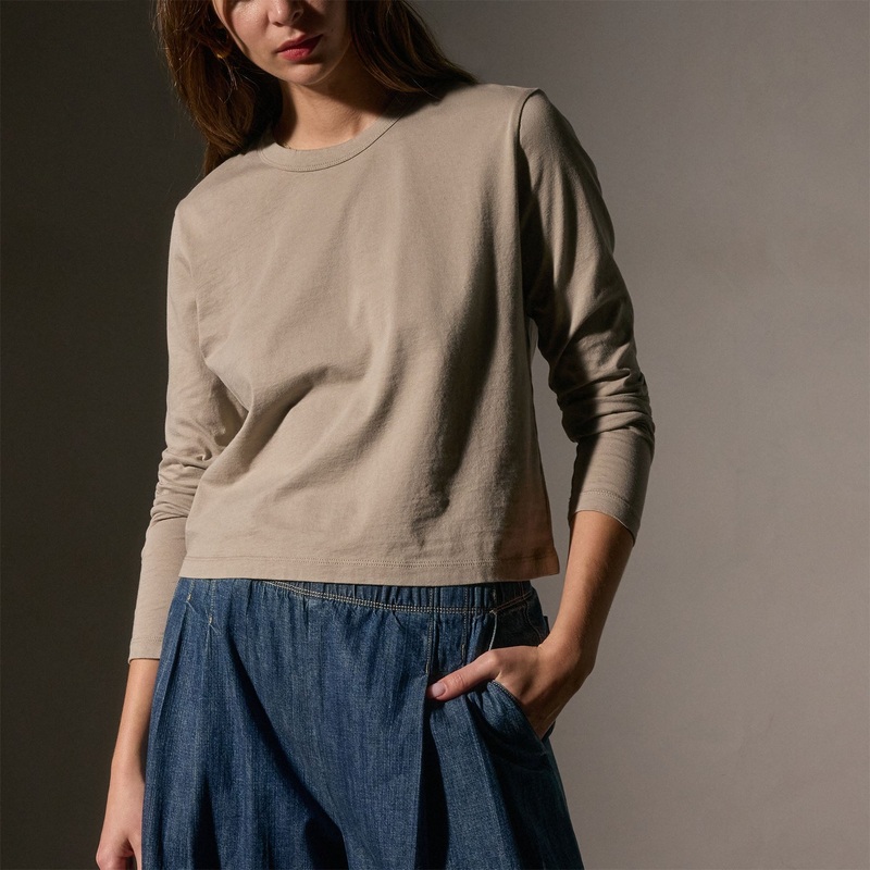 Brushed Elevated Jersey Long Sleeve Tee – Overcast