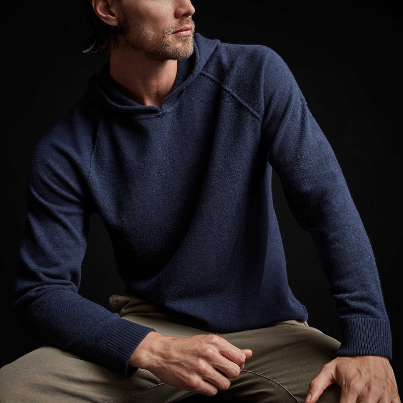 Recycled Cashmere Hooded Sweater – Prussian