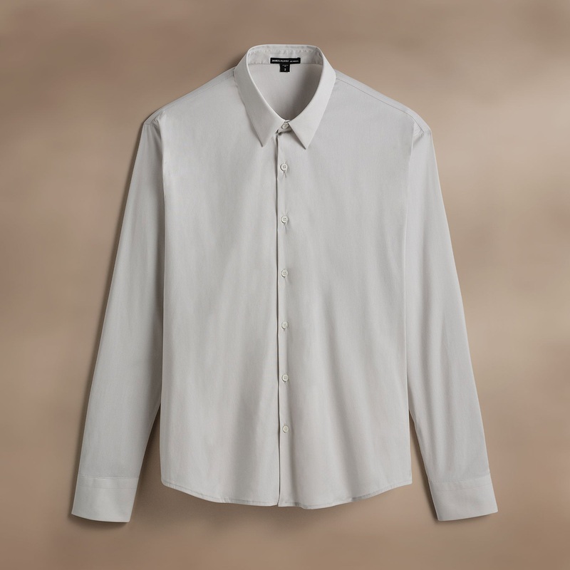 Matte Stretch Poplin Dress Shirt – Light Mist