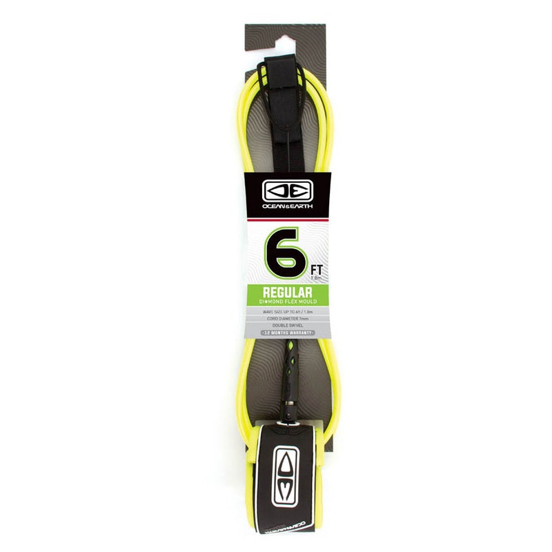 Ocean & Earth Regular Moulded Leash 6ft – Yellow
