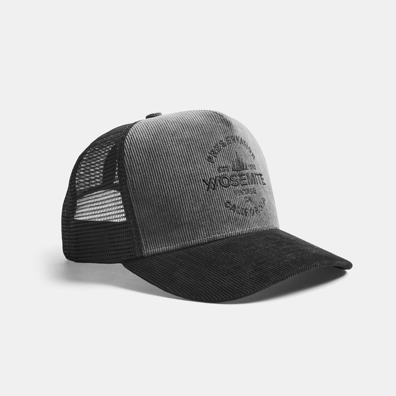 Y/OSEMITE Preservation Trucker Hat – Raccoon Grey/Black