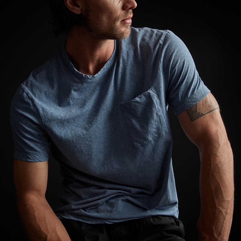 High Twist Recycled Jersey Pocket Tee – Heather Blue