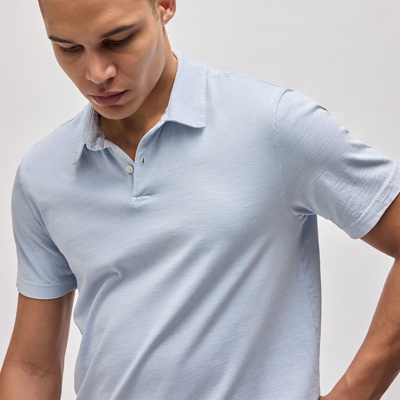 Sueded Jersey Polo – Open Sky Pigment