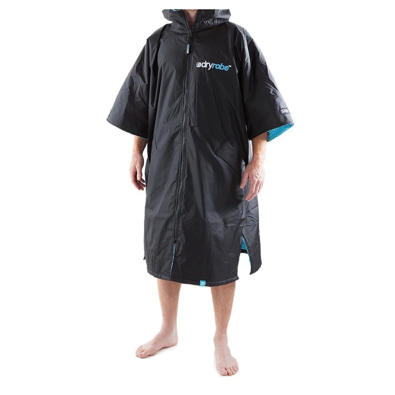 Dryrobe Advance Short Sleeve Changing Robe – Medium – Black/Blue