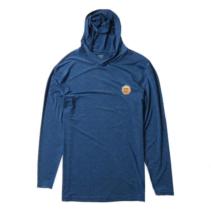 VISSLA TWISTED ECO HOODED LYCRA UV TEE – NAVAL HEATHER